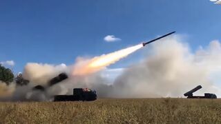 Russian forces fire 'Tornado' rocket systems at Ukrainian positions