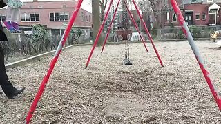 Awesome dad perfects swing stunt at the park