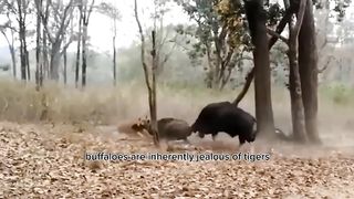 Fierce Battle Trembing Lion Suffered Before The Solidarity Of Buffaloes