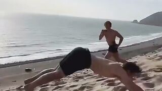 Crazy people like a super hero backflip!