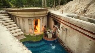 100 Days Building A Modern Underground Hut With A Grass Roof And A Swimming Pool 2