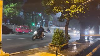 Night atmosphere on the side of the road