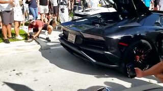 Two Lamborghini’s Reving their crazy V12 engines at Dania Pointe Exotic Car show