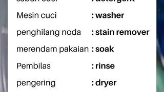 Vocabulary Seputar Cuci Baju