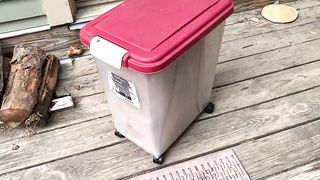 IRIS USA 3-Piece 35 Lbs / 45 Qt WeatherPro Airtight Pet Food Storage Container Combo with Scoop