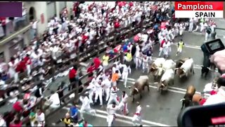 Bloody Bull Hunt in Pamplona Spain