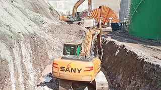 excavators loading matrial