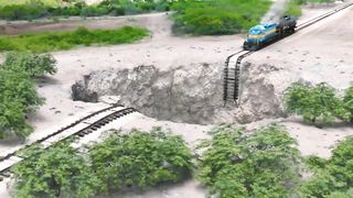 kereta vs lubang besar