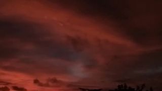 The atmosphere in the village at sunset