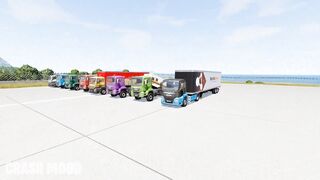 double flatbed trailer truck vs speed bumps 14