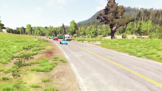 double flatbed trailer truck vs speed bumps 17