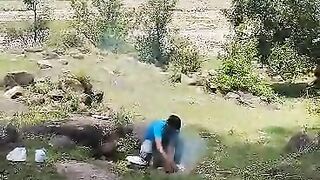 Outdoor cooking in the forest