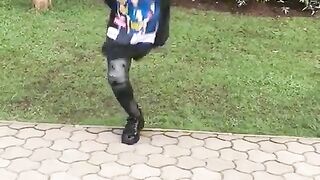 Music dancer  with one leg