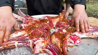 Huge Beef Ribs Cooked in the Oven! Popular Dish in the Village of Azerbaijan