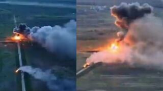 Destruction of Ukrainian tanks and armoured vehicles in Spornoye Lancets, KUB’s guided shells