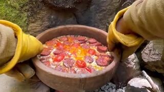 Handmade Sausage Eggs on Tile