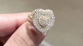 Ladies Real Diamond & Real Gold Heart Ring