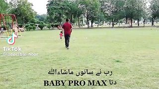 Cute baby kiding with father
