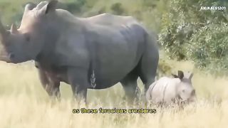 Mother Rhinos Attrack The lions To Protect Their Cubs