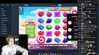 XQC RANDOMLY SPINS INTO A $100,000 SWEET BONANZA BONUS...
