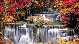 Music for meditation and Harmonization with Beautiful Melody and Autumnal Waterfall