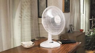 Comfort Zone CZ121WT 12” 3-Speed Oscillating Table Fan with Adjustable Tilt, Convenient Push Button Controls