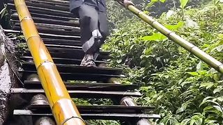 funny someone fell on the slippery stairs