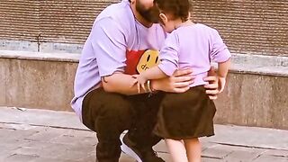 Cute moment father and daughter
