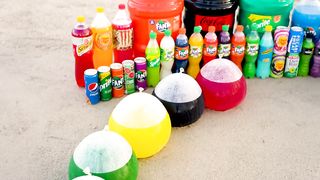 Experiment: Balloons of Fanta, Pepsi, Sprite, Mtn Dew, Sodas, Coca-Cola vs Mentos in Big Underground