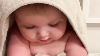 Little baby take a shower