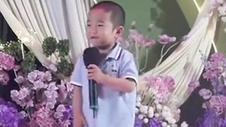 Baby celebrity holding urine