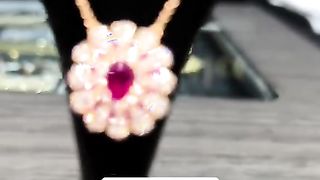 Real Ruby, Diamond & Solid Gold Passion Fruit Pendant