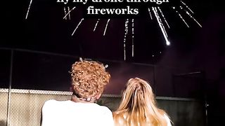fireworks and drone