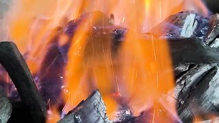 The rural hermit blacksmith forged a sharp knife from a huge old spring