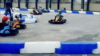 Exciting kids go-kart racing