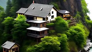 beautiful house build on the mountain