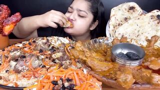 SPICY CHICKEN ANGARA WITH MUTTON AFGHANI KABULI PULAO,CHEESE GARLIC NAAN,SPICY CHICKEN SAUTÉ |EATING
