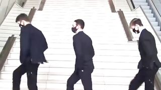 Best staircase shuffle dance. Funny