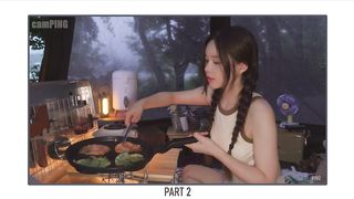 Solo camping in the pouring rain ASMR kimchi Kimchi pancakes, and cold canned beer - PART 2