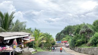 Walking to beach