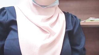 Nice girl at office / tight dark blue dress