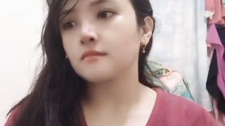 Nice lonely girl at her home