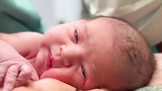 A memorable moment of this newborn baby