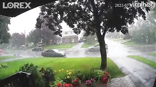 A Home CCTV Recording The Windstorm Outside The House