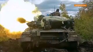 Russians occupying a small area in Kharkiv so the Ukrainians bang it with Tank shells and artillery