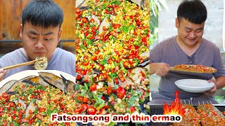 FatSongsong and ThinErmao  special food ostrich claw subscribe me please Leave me a commentspicy comedy mukbang