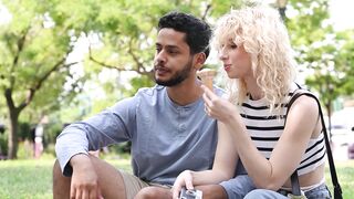 A Couple Eating Ice Cream Beside the Food Truck