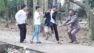 statue prank on the roadside
