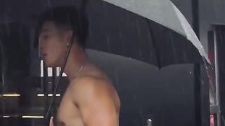 handsome man with his umbrella