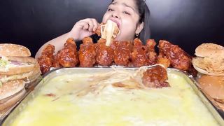 3 KG CHEESE WITH SPICIEST KOREAN FRIED CHICKEN AND CHICKEN CRISPY BURGERS & CHICKEN JUMBO BURGERS